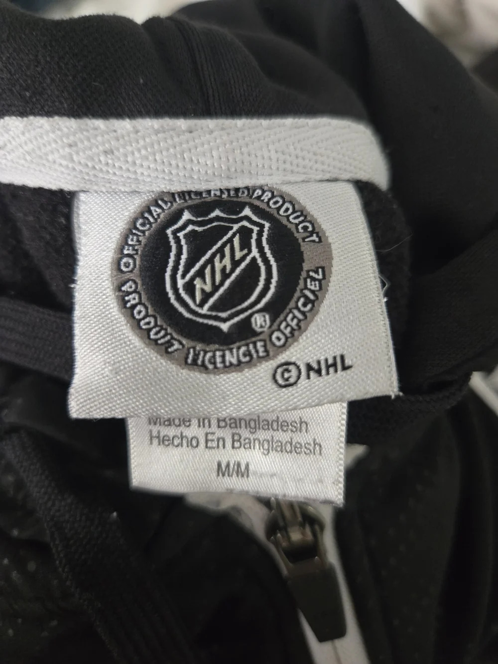 NHL Black and White Hooded Jacket with Official NHL Patch